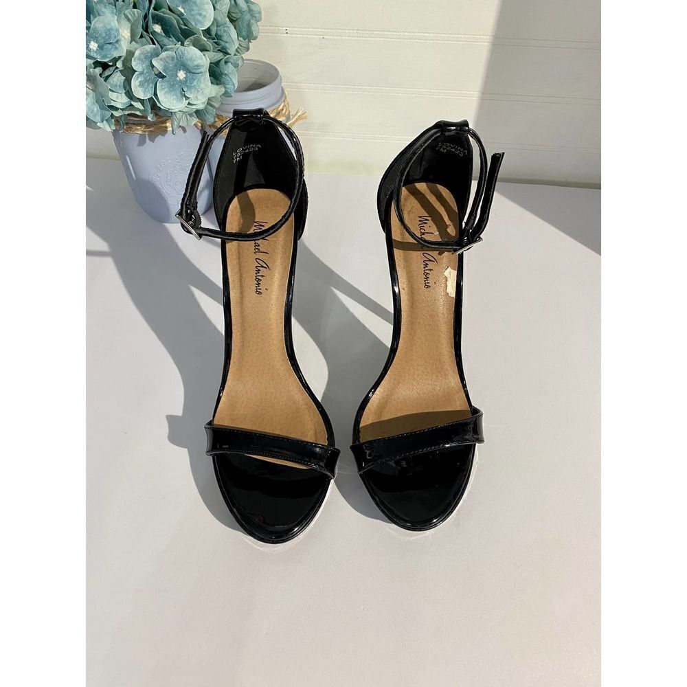 Michael Antonio Black Ankle Strap High Heels
